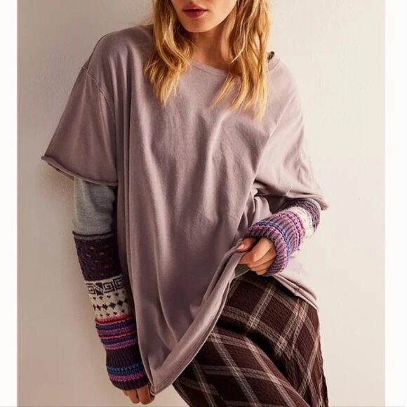 We The Free By Free People Nina T-Shirt Lilac Small - Picture 1 of 10